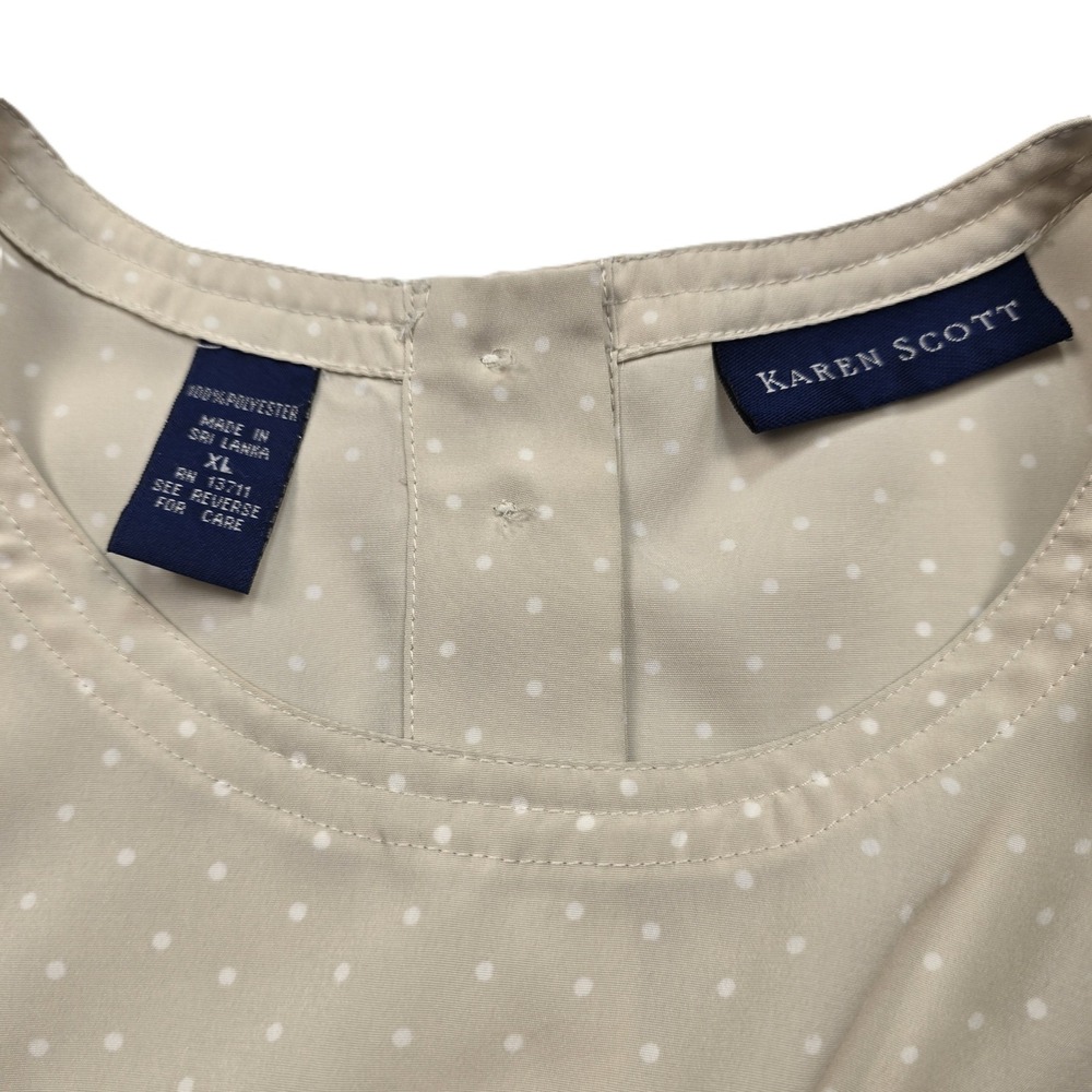 Karen Scott Vintage Polka Dot Button Back Sleeveless Blouse Size XL - Picture 3 of 9